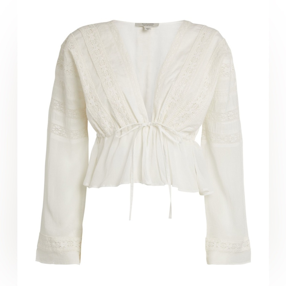 NWT Allsaints White Eyelet Boho Top sz 0 - Picture 2 of 10